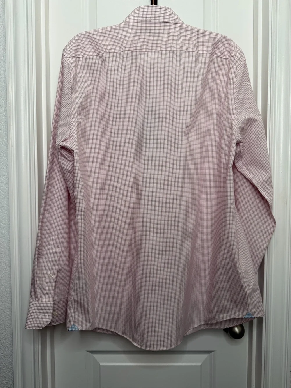 Banana Republic Slim Fit Non-Iron Dress Shirt Red/pink Windowpane Size Large NWT